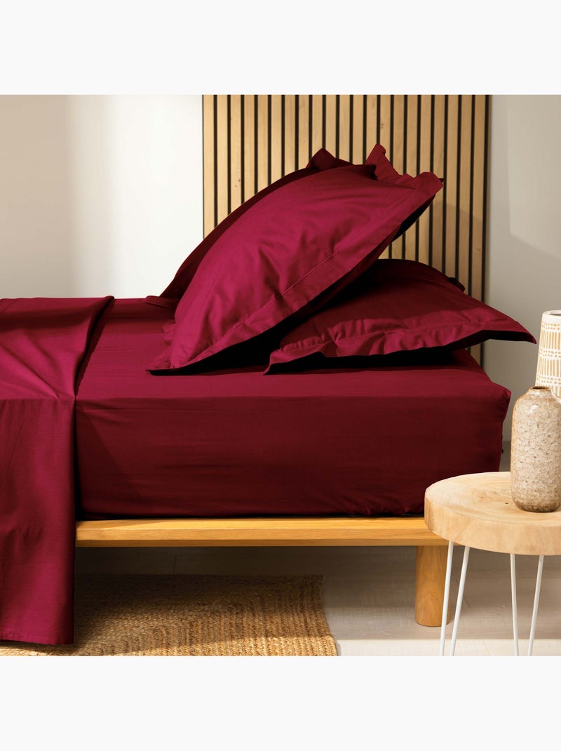 Lot de 2 draps housse King size en coton bio Bordeaux - Kiabi