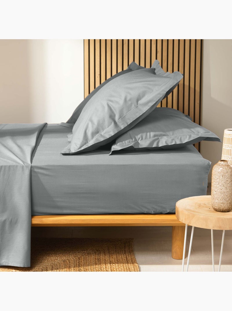 Lot de 2 draps housse King size en coton bio Gris - Kiabi