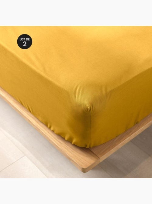 Lot de 2 draps housse King size en coton bio - Kiabi