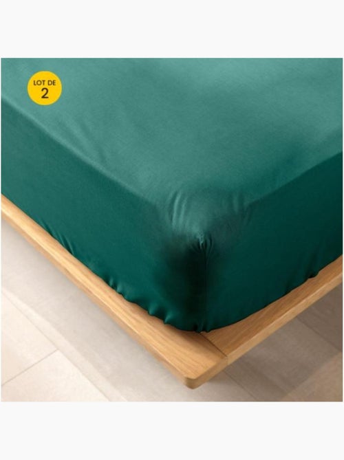 Lot de 2 draps housse King size en coton bio - Kiabi Lot de 2 draps housse King size en coton bio - Kiabi
