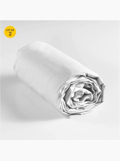 Lot de 2 draps Housse Queen size Coton 57 fils - Kiabi
