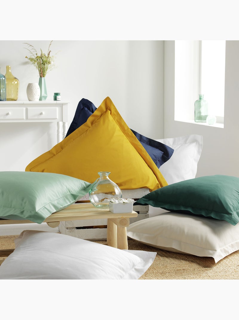 Lot de 2 draps Housse Queen size Coton 57 fils Blanc - Kiabi