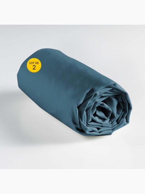 Lot de 2 draps Housse Queen size Coton 57 fils - Kiabi