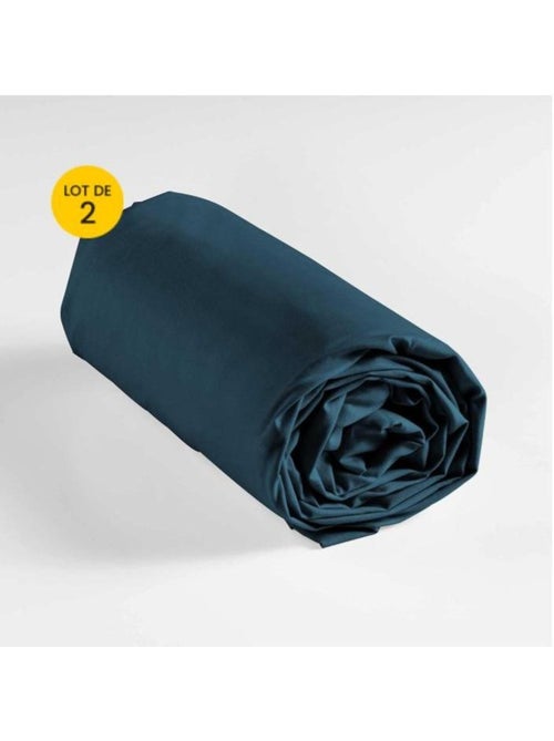 Lot de 2 draps Housse Queen size Coton 57 fils - Kiabi