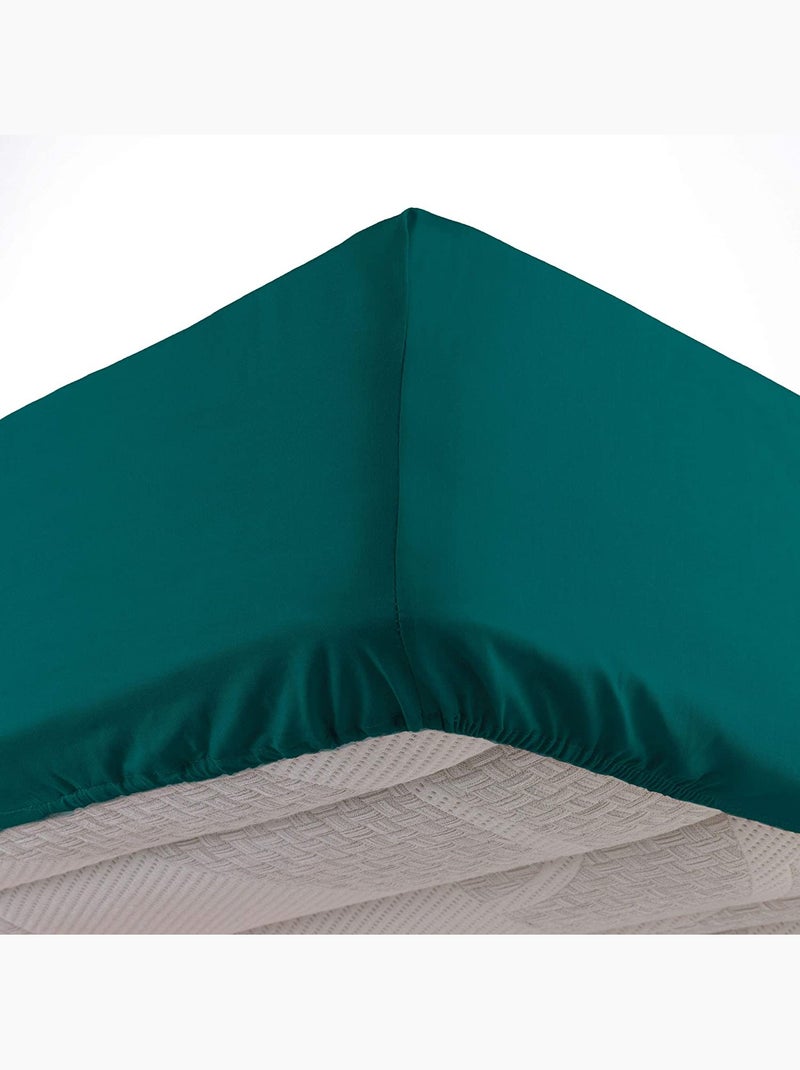 Lot de 2 draps Housse Queen size Coton 57 fils Bleu pétrole - Kiabi