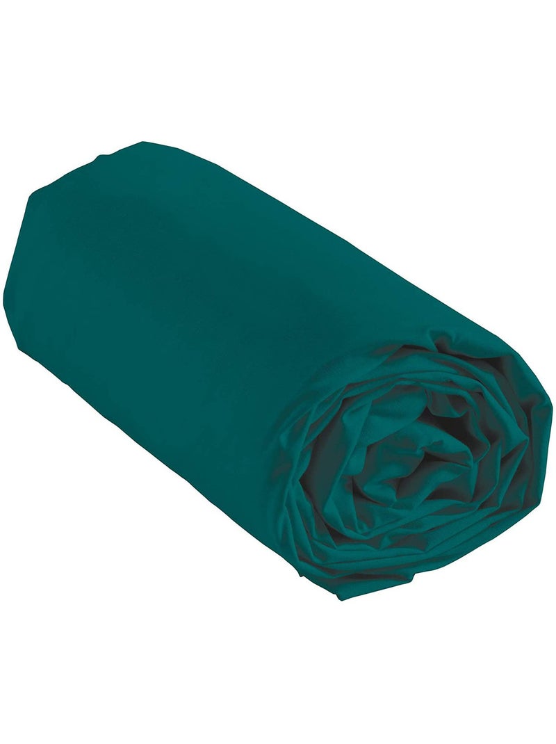 Lot de 2 draps Housse Queen size Coton 57 fils Bleu pétrole - Kiabi