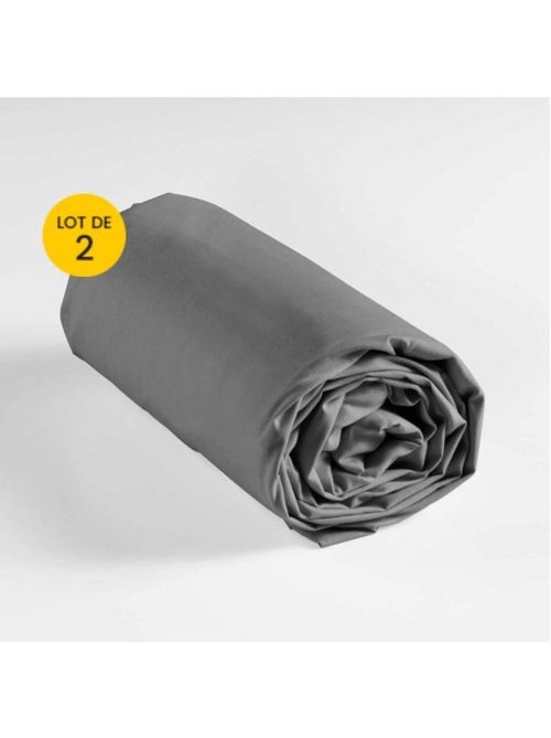 Lot de 2 draps Housse Queen size Coton 57 fils - Kiabi