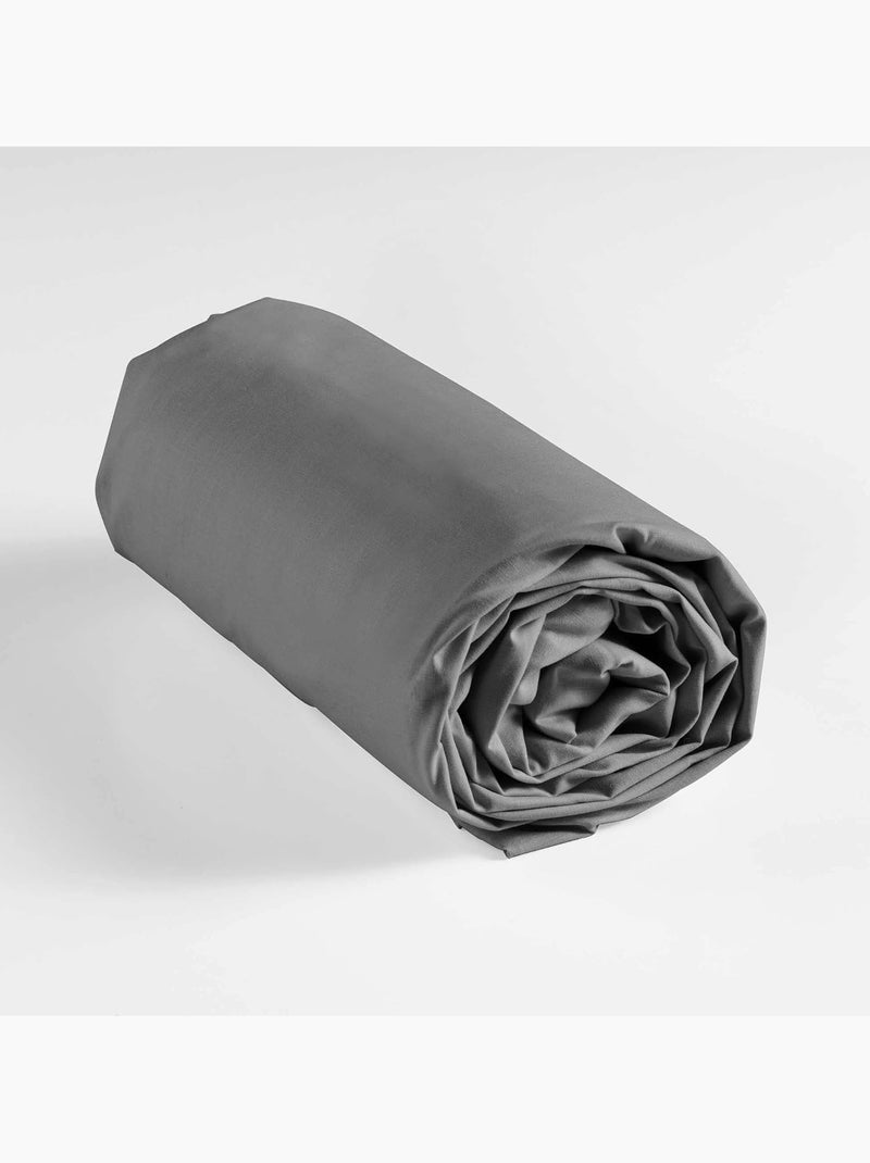 Lot de 2 draps Housse Queen size Coton 57 fils gris anthracite - Kiabi