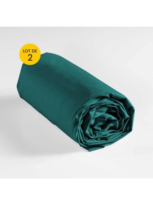Lot de 2 draps Housse Queen size Coton 57 fils - Kiabi