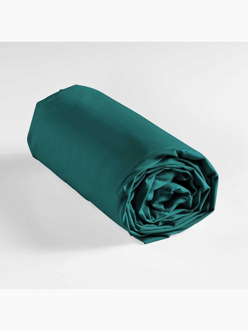 Lot de 2 draps Housse Queen size Coton 57 fils Vert émeraude - Kiabi
