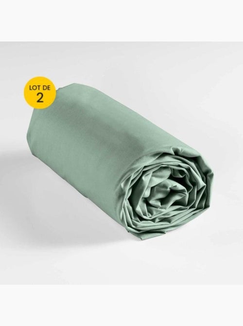 Lot de 2 draps Housse Queen size Coton 57 fils - Kiabi
