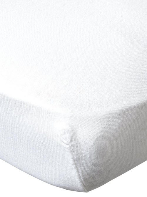 Lot de 2 draps housses 60x120 cm - Blanc + Bleu layette - Babycalin - Kiabi