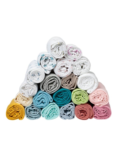 Lot de 2 draps housses 60x120 cm - Blanc + Bleu layette - Babycalin - Kiabi