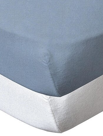 Lot de 2 draps housses 60x120 cm - Blanc + Bleu layette