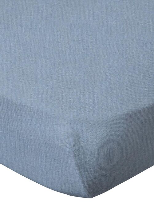 Lot de 2 draps housses 60x120 cm - Blanc + Bleu layette - Kiabi