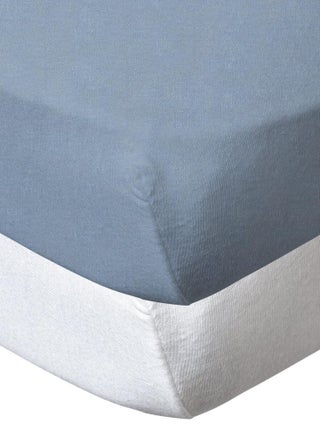 Lot de 2 draps housses 60x120 cm - Blanc + Bleu layette