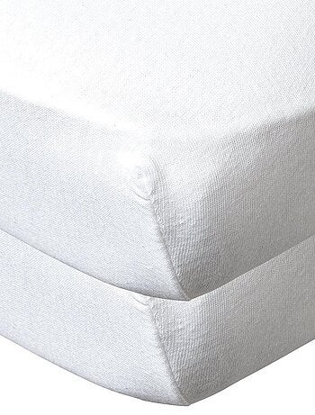 Lot de 2 draps-housses 60x120x15 cm bio - Blanc, Blanc
