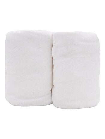 Lot de 2 draps-housses 60x120x15 cm bio - Blanc, Blanc