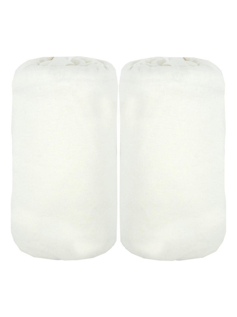 Lot de 2 draps-housses 60x120x15 cm bio - Blanc, Blanc Blanc Blanc - Kiabi