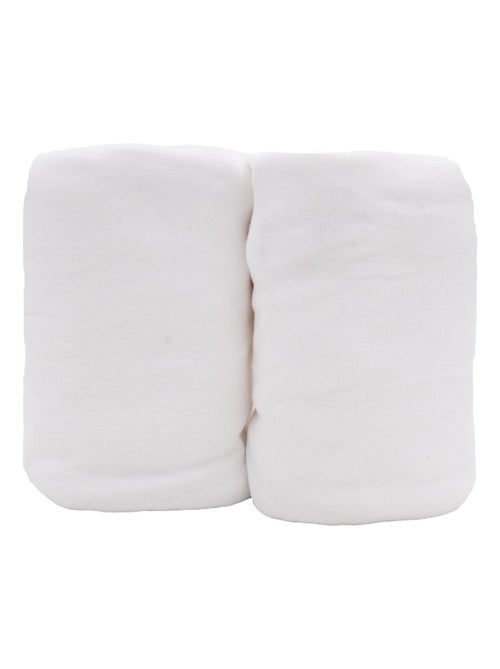 Lot de 2 draps-housses 60x120x15 cm bio - Blanc, Blanc - Kiabi
