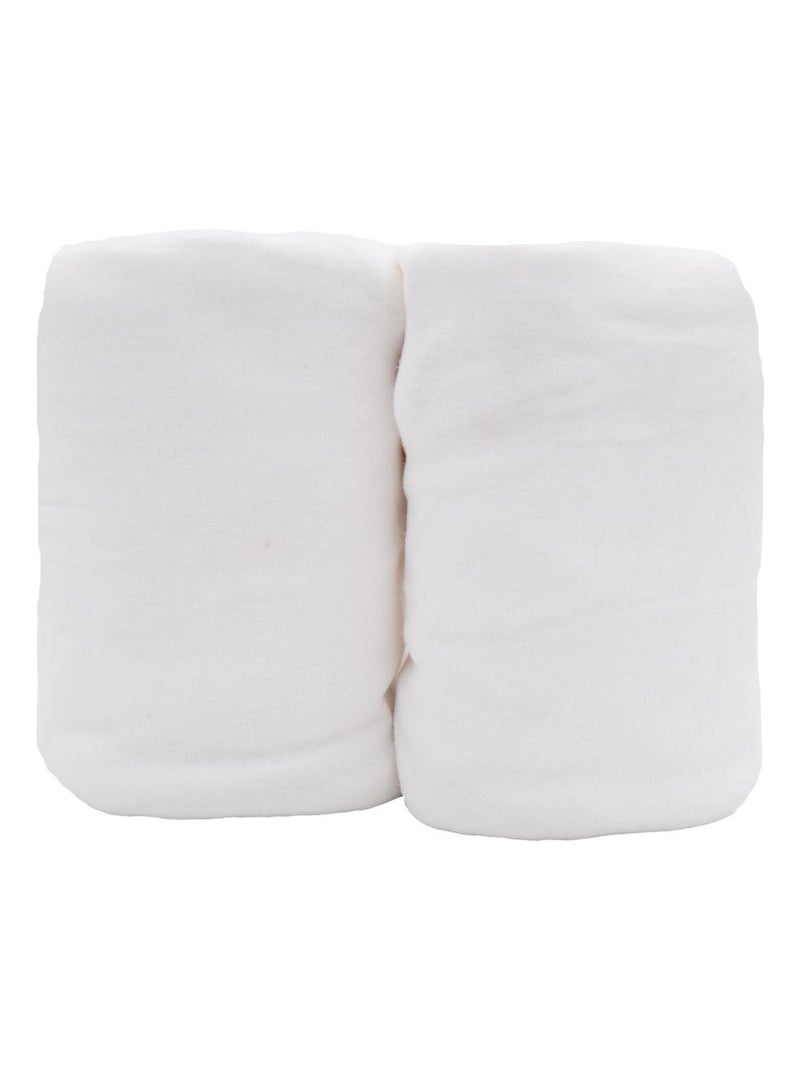 Lot de 2 draps-housses 60x120x15 cm bio - Blanc, Blanc Blanc Blanc - Kiabi