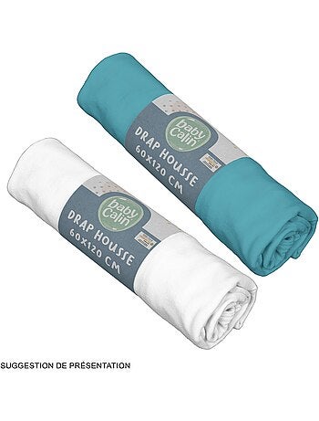 Lot de 2 draps-housse 60x120 cm Naissance en Coton Imprimés - Babycalin
