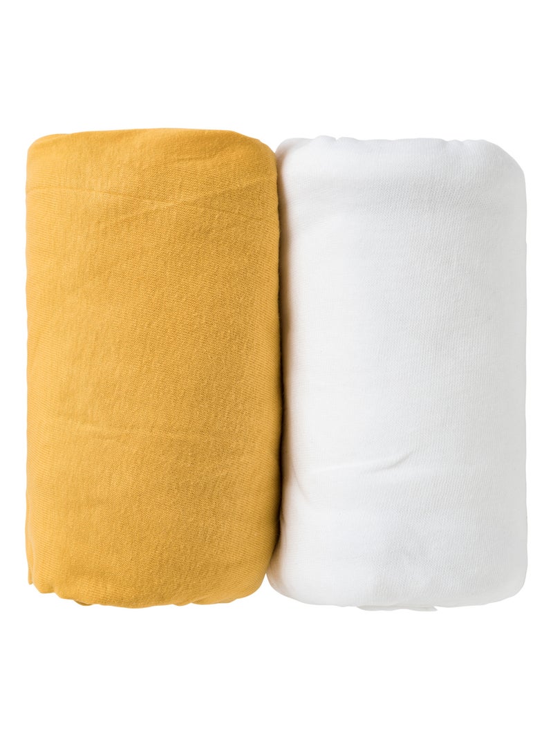 Lot de 2 draps housses en coton - Babycalin Jaune - Kiabi