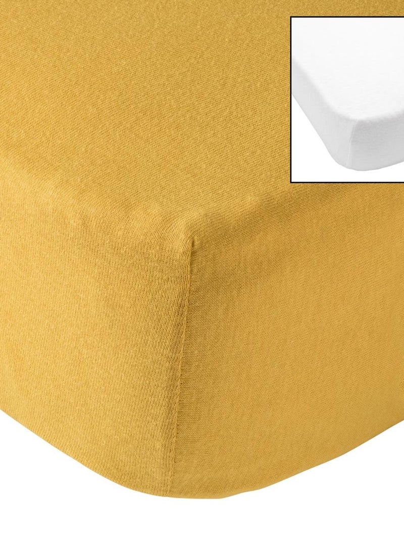 Lot de 2 draps housses en coton - Babycalin Jaune - Kiabi