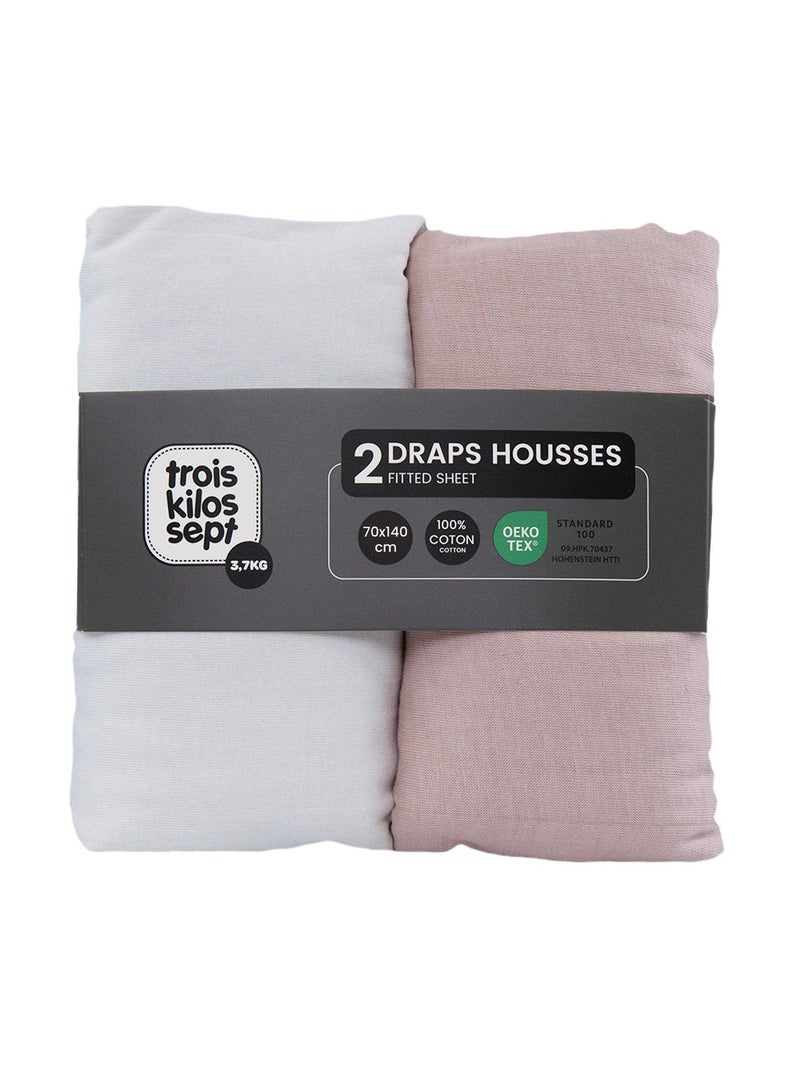 Lot De 2 Draps-housses Lit Bébé Vieux rose - Kiabi