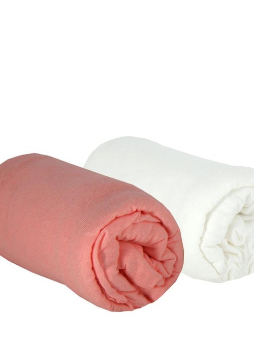 Lot de 2 draps housses unis 60x120 cm - Terracota/Blanc - Babycalin - Kiabi