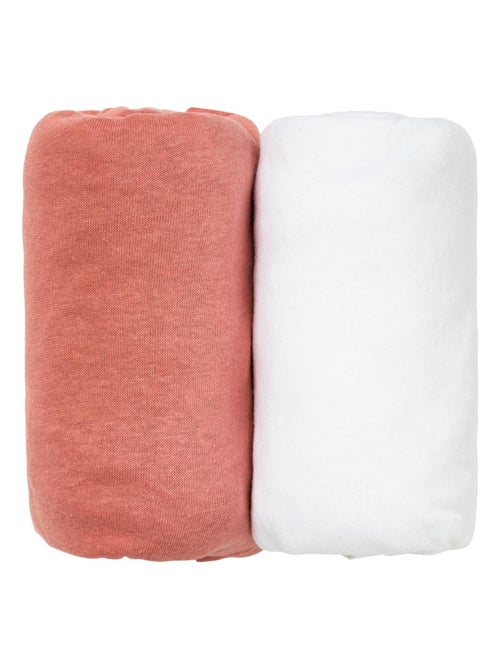 Lot de 2 draps housses unis 60x120 cm - Terracota/Blanc - Babycalin - Kiabi