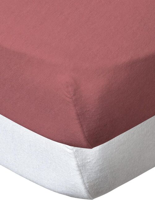 Lot de 2 draps housses unis 60x120 cm - Terracota/Blanc - Kiabi