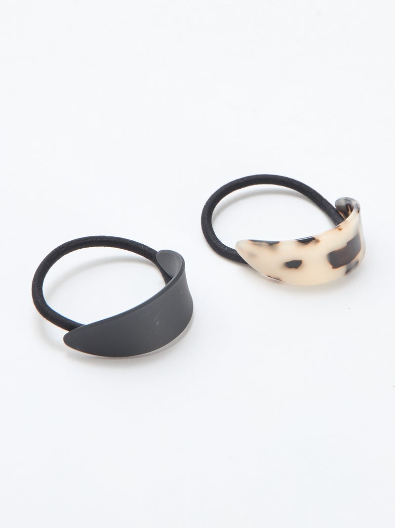 Lot de 2 élastiques avec bijoux fantaisies Noir - Kiabi