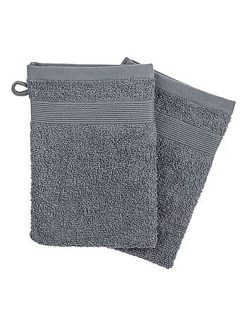 Lot de 2 ensembles de 2 gants de toilette en coton