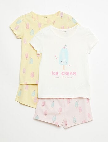 Lot de 2 ensembles de pyjama court en jersey coton