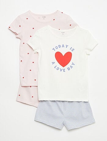 Lot de 2 ensembles de pyjama court en jersey coton