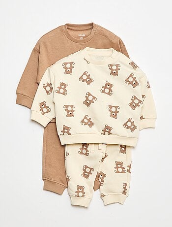 Lot de 2 ensembles pull + pantalon en coton