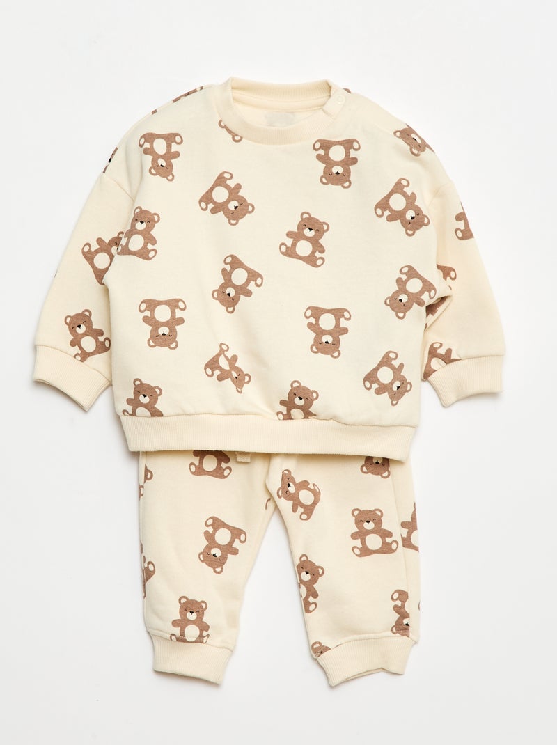 Lot de 2 ensembles pull + pantalon en coton Blanc - Kiabi