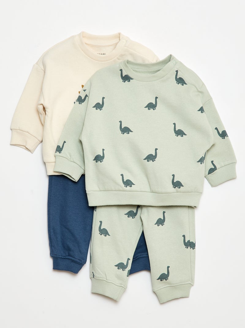Lot de 2 ensembles pull + pantalon en coton Blanc - Kiabi