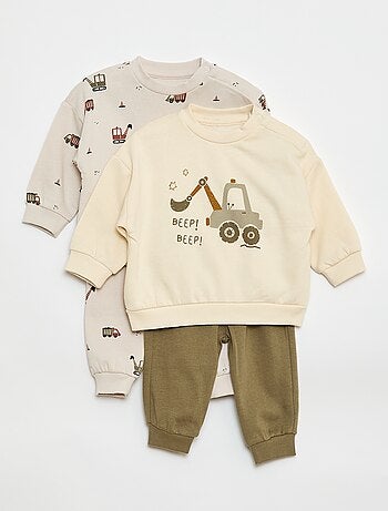 Lot de 2 ensembles pull + pantalon en coton