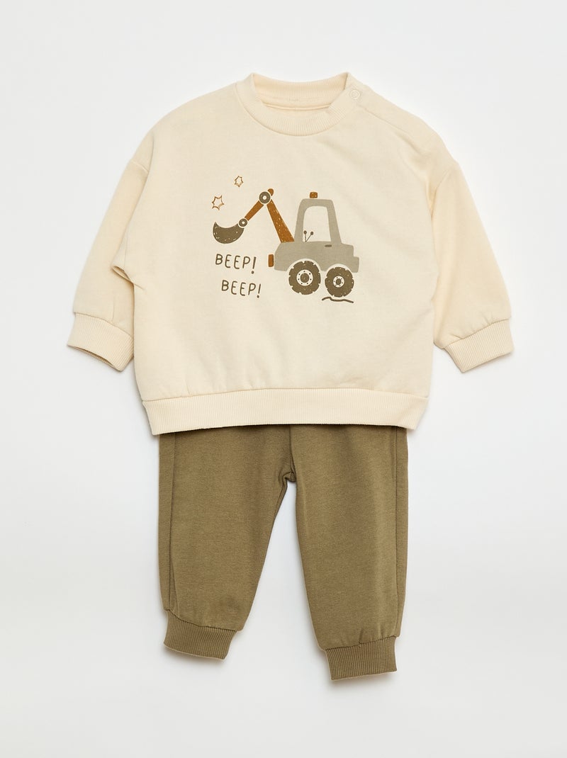 Lot de 2 ensembles pull + pantalon en coton Blanc - Kiabi