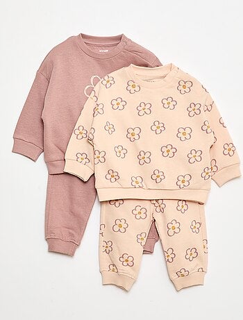 Lot de 2 ensembles pull + pantalon en coton