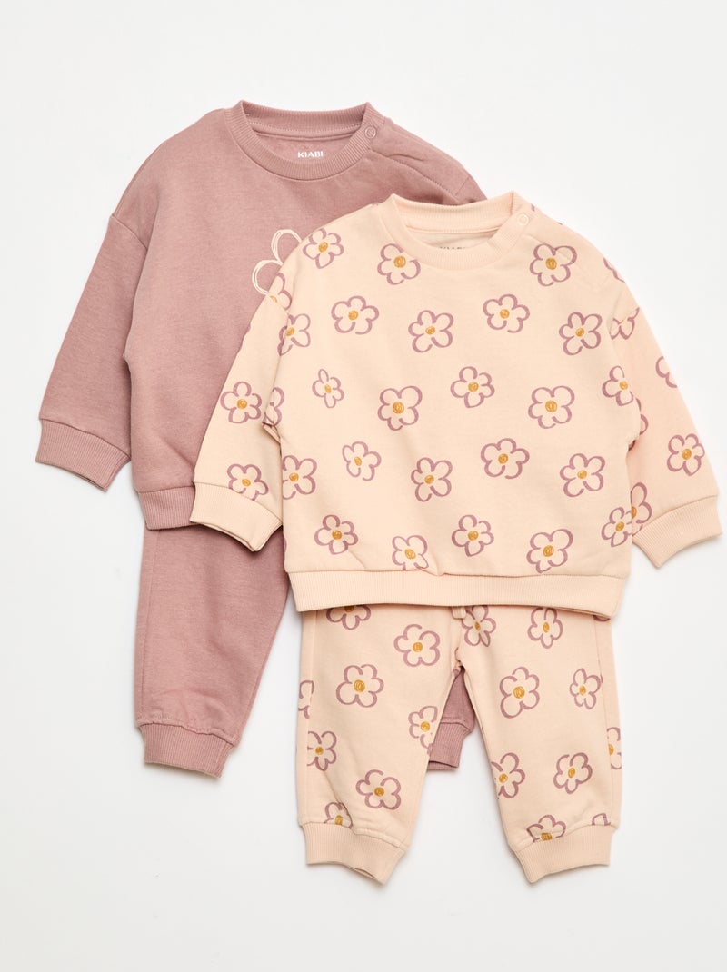 Lot de 2 ensembles pull + pantalon en coton Rose - Kiabi