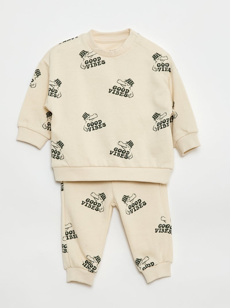 Lot de 2 ensembles pull + pantalon en coton Vert - Kiabi