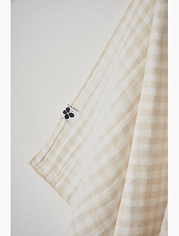 Lot de 2 essuie-mains - gaze de coton tissée teinte - Carreaux vichy - Vickie