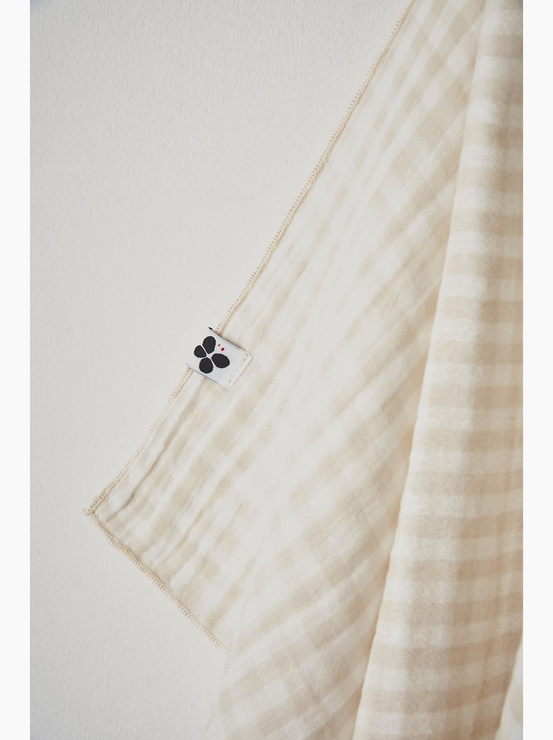 Lot de 2 essuie-mains - gaze de coton tissée teinte - Carreaux vichy - Vickie Beige - Kiabi