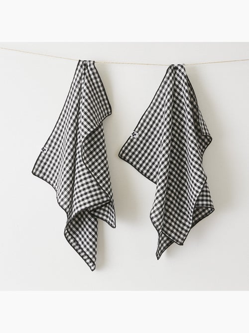 Lot de 2 essuie-mains - gaze de coton tissée teinte - Carreaux vichy - Vickie - Kiabi