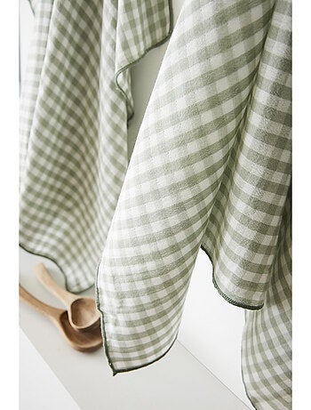 Lot de 2 essuie-mains - gaze de coton tissée teinte - Carreaux vichy - Vickie