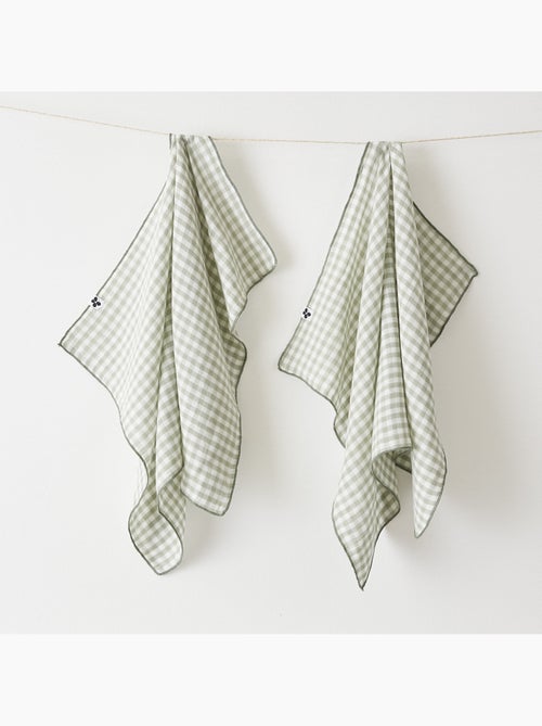 Lot de 2 essuie-mains - gaze de coton tissée teinte - Carreaux vichy - Vickie - Kiabi