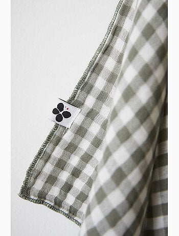 Lot de 2 essuie-mains - gaze de coton tissée teinte - Carreaux vichy - Vickie